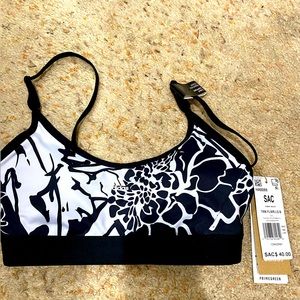 Adidas sports bra - size small - new with tags - floral black and white